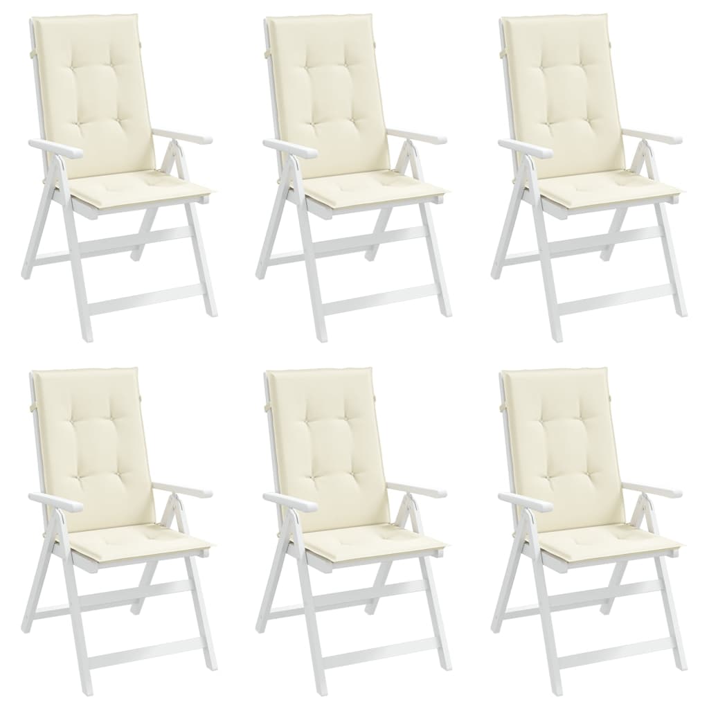 vidaXL Garden Highback Chair Cushions 6 pcs Cream 120x50x3 cm Fabric