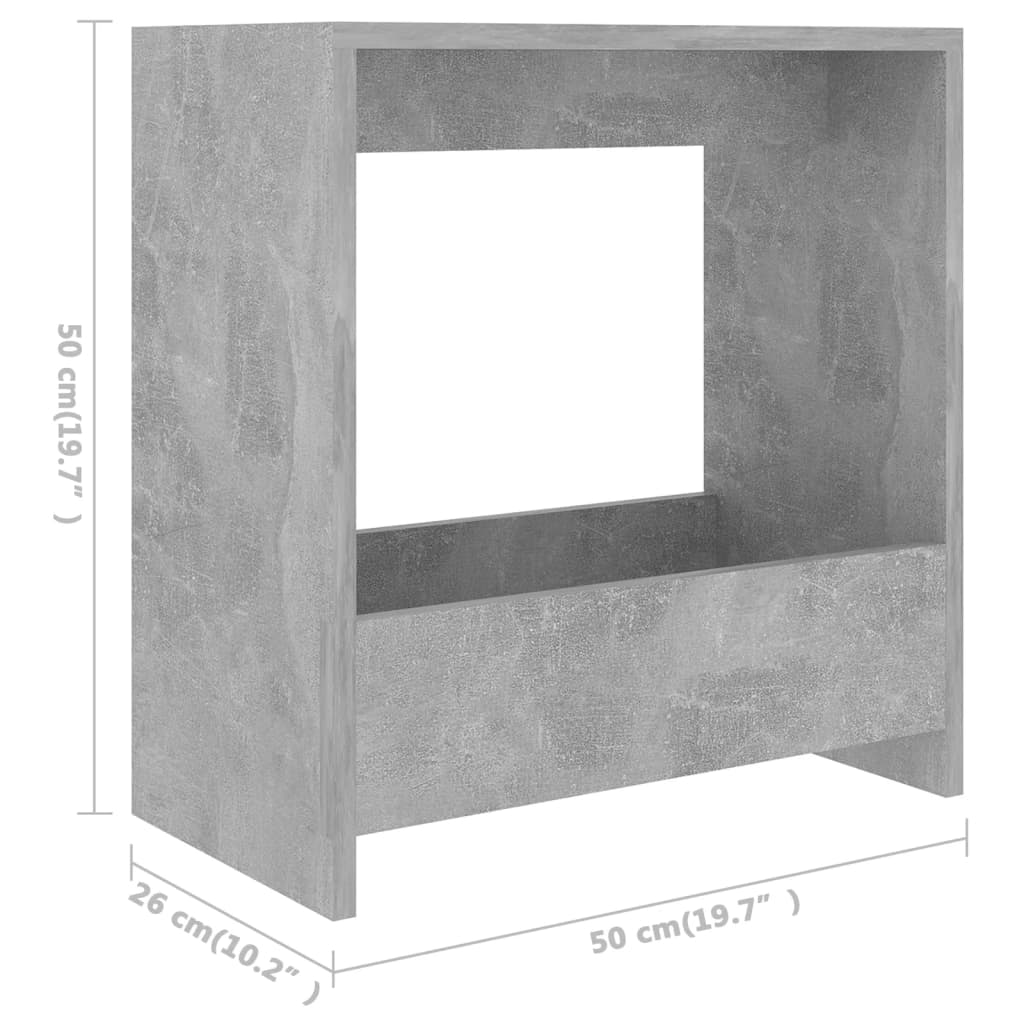 vidaXL Side Table Concrete Grey 50x26x50 cm Engineered Wood