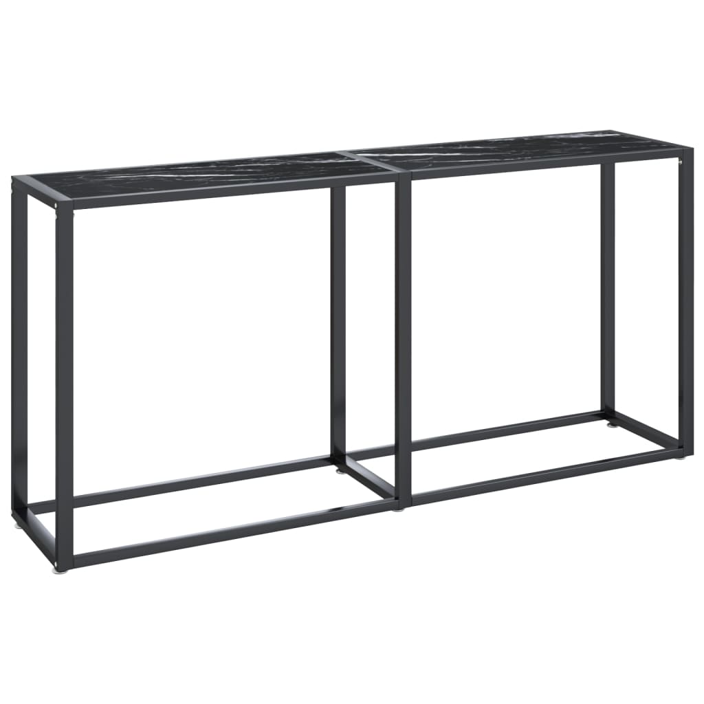 vidaXL Console Table Black Marble 160x35x75.5cm Tempered Glass