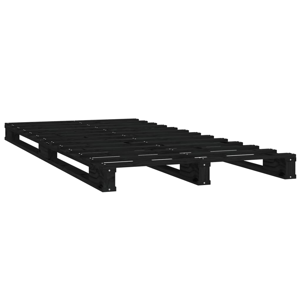 vidaXL Pallet Bed Black 90x190 cm Single Solid Wood Pine