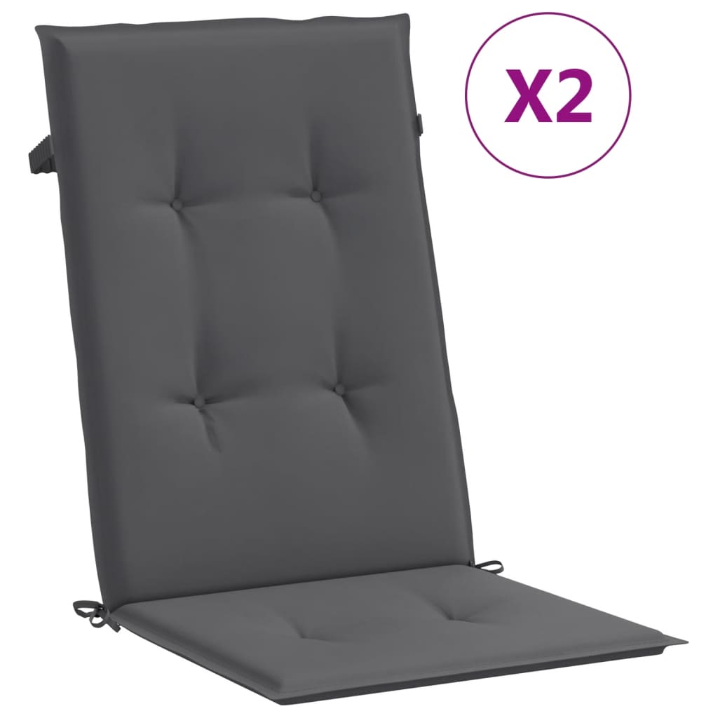 vidaXL Garden Highback Chair Cushions 2 pcs Anthracite 120x50x3 cm Fabric