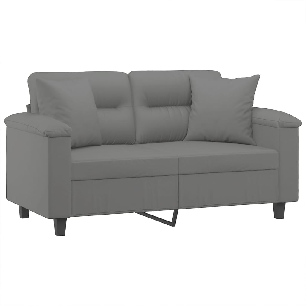 vidaXL 2-Seater Sofa with Pillows Dark Grey 120 cm Microfibre Fabric