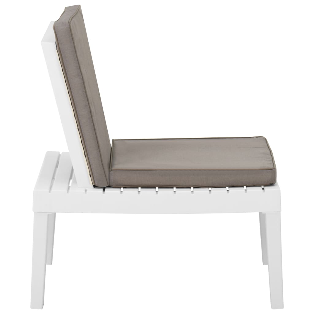 vidaXL Garden Lounge Chair with Cushion Plastic White