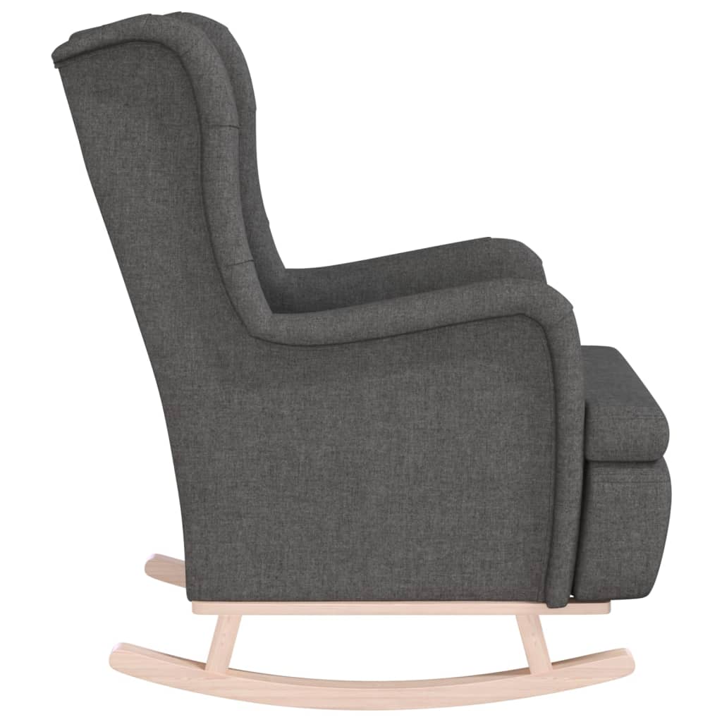 vidaXL Armchair with Solid Rubber Wood Rocking Legs Dark Grey Fabric