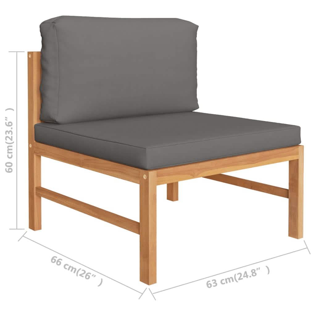 vidaXL 11 Piece Garden Lounge Set with Grey Cushions Solid Teak Wood
