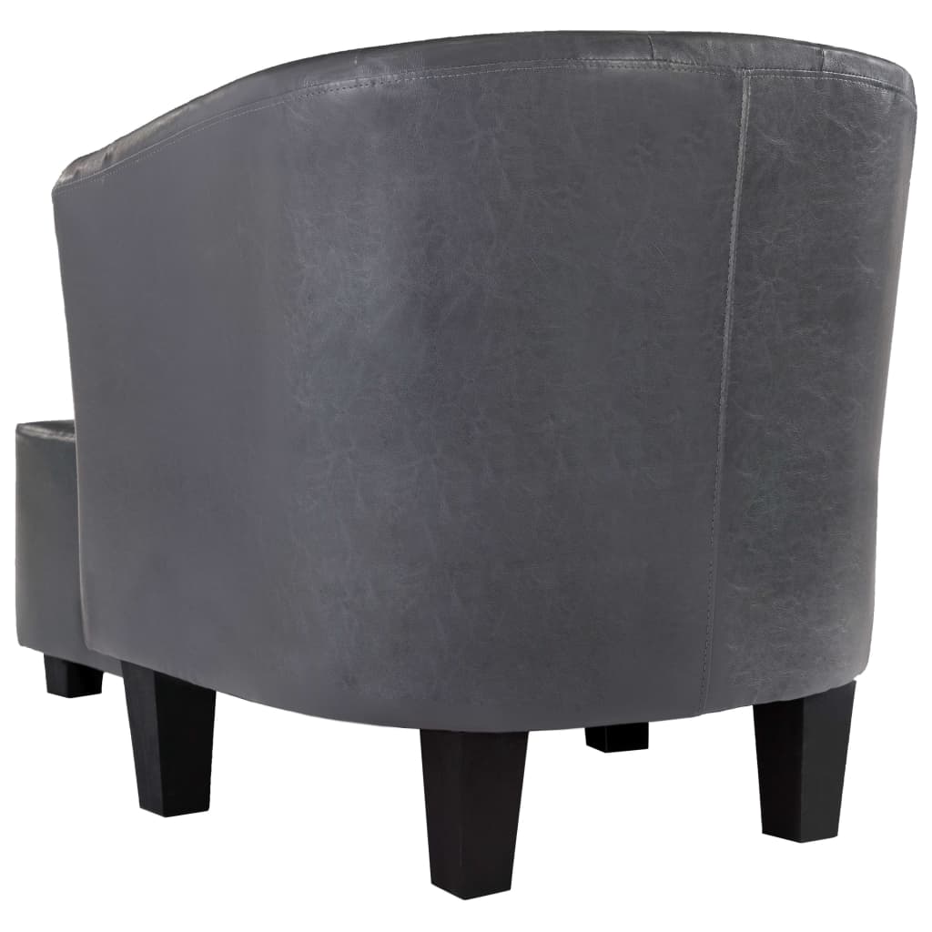 vidaXL Tub Chair with Footstool Grey Faux Leather