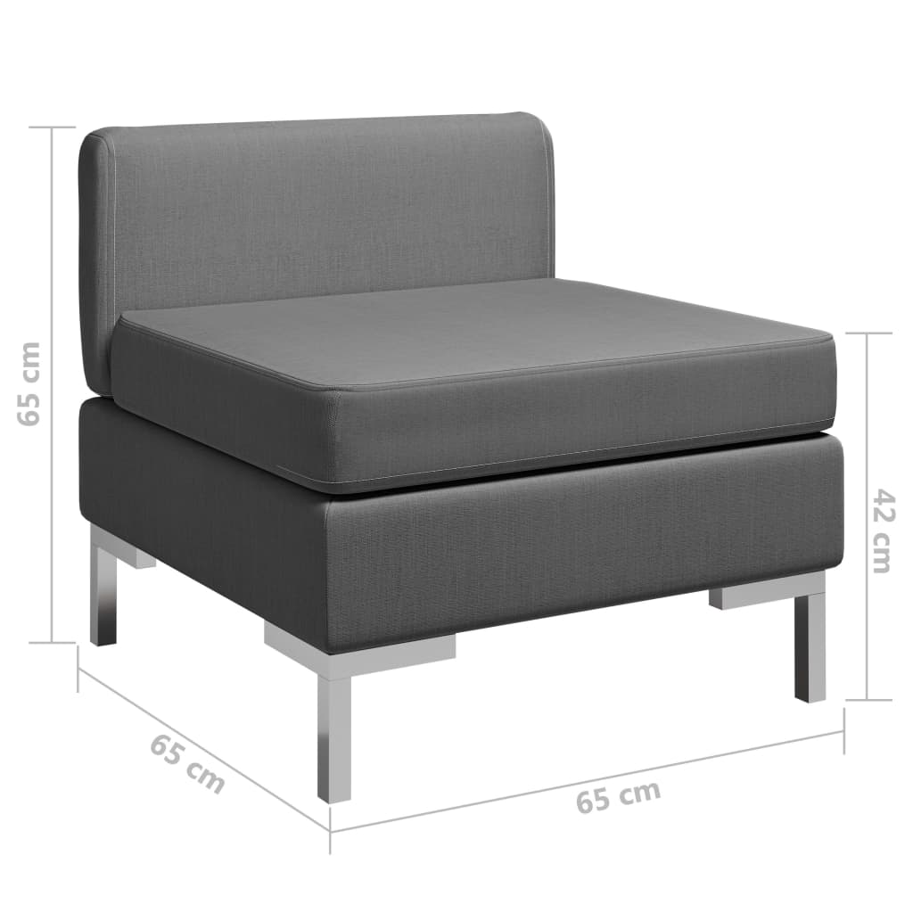 vidaXL Sectional Middle Sofa with Cushion Fabric Dark Grey