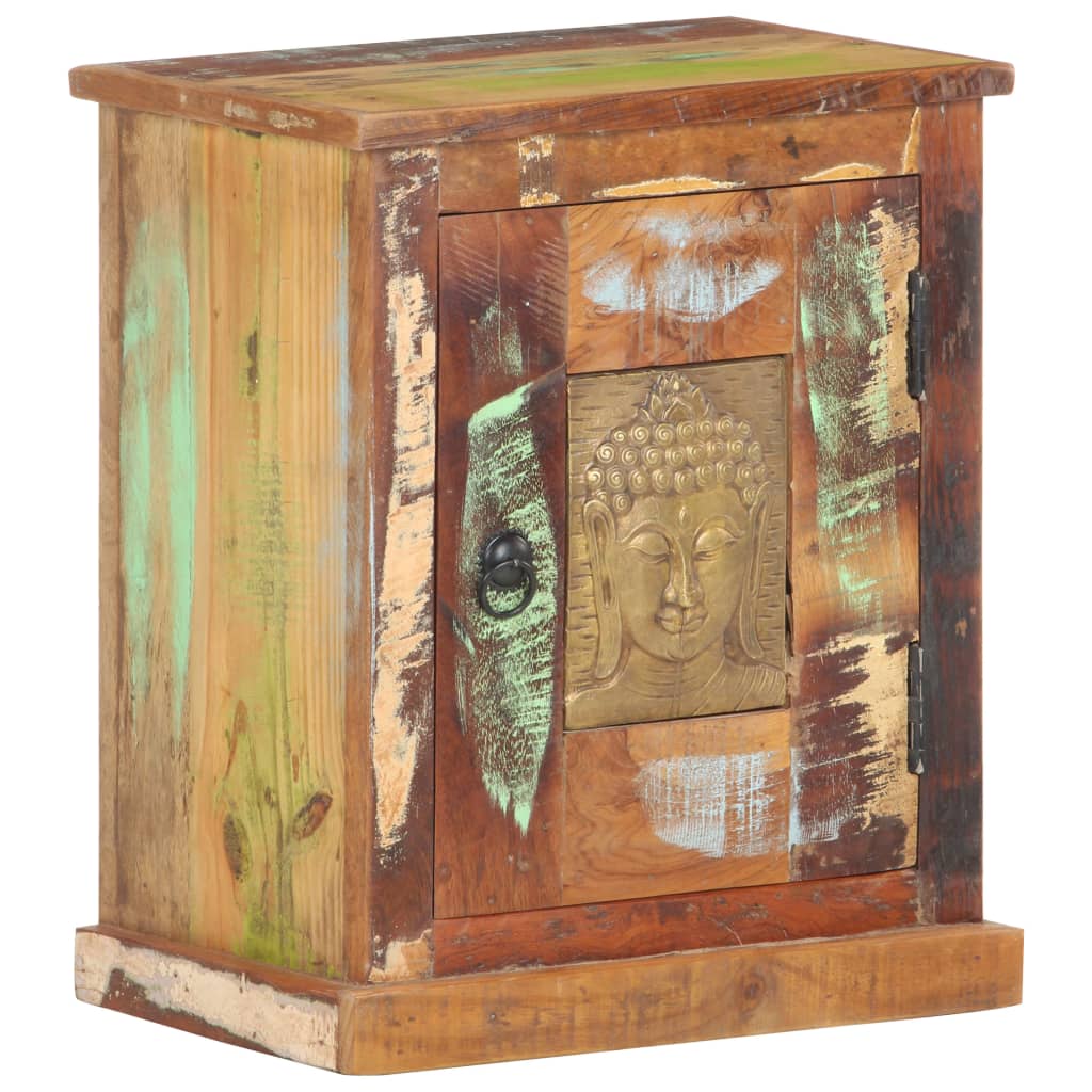 vidaXL Bedside Cabinet with Buddha Cladding 40x30x50 cm Reclaimed Wood