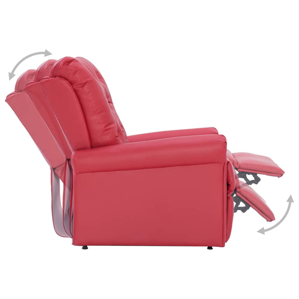 vidaXL Massage Recliner Chair Red Faux Leather