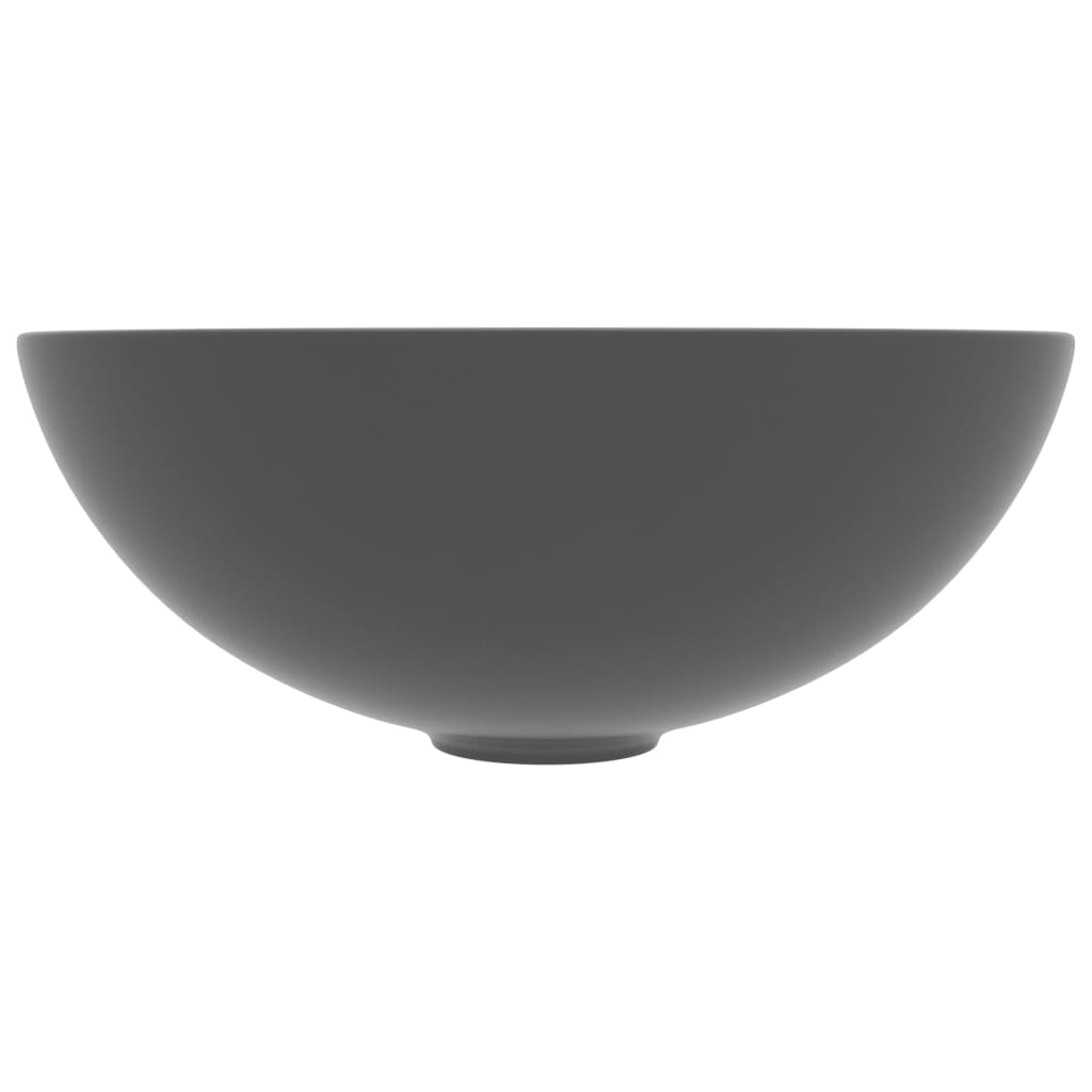 vidaXL Bathroom Sink Ceramic Dark Grey Round