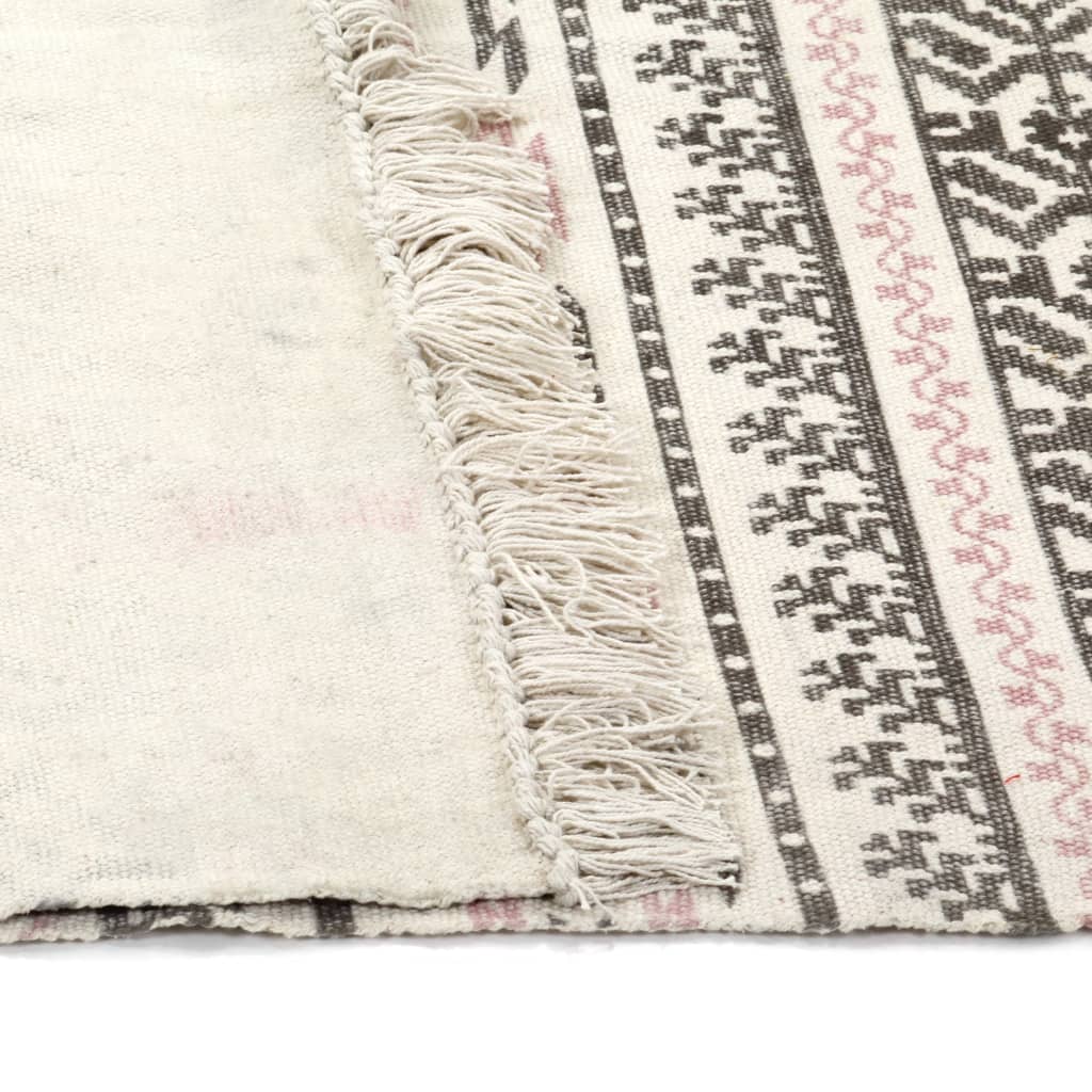 vidaXL Kilim Rug Cotton 120x180 cm with Pattern Grey/Pink