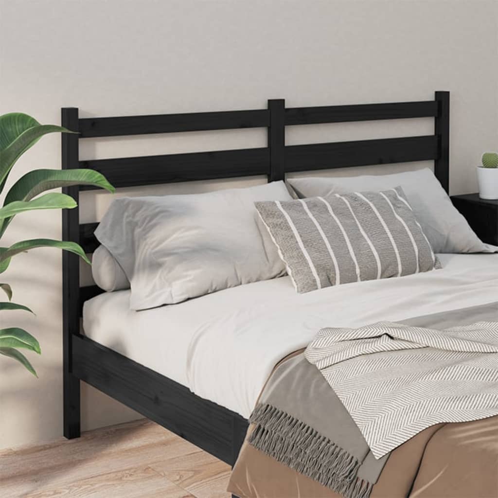 vidaXL Bed Headboard Black 141x4x100 cm Solid Wood Pine