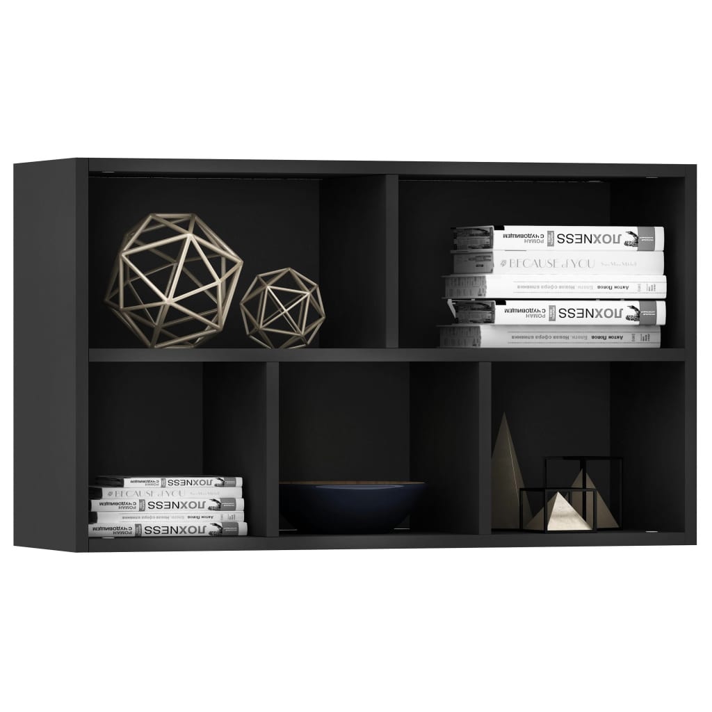 vidaXL Book Cabinet/Sideboard Black 50x25x80 cm Engineered Wood