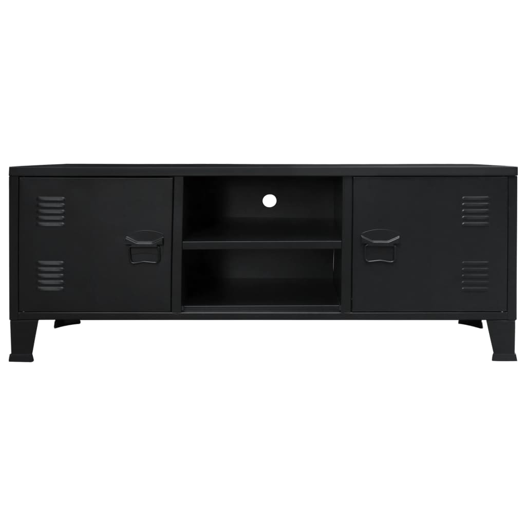 vidaXL TV Cabinet Metal Industrial Style 120x35x48 cm Black