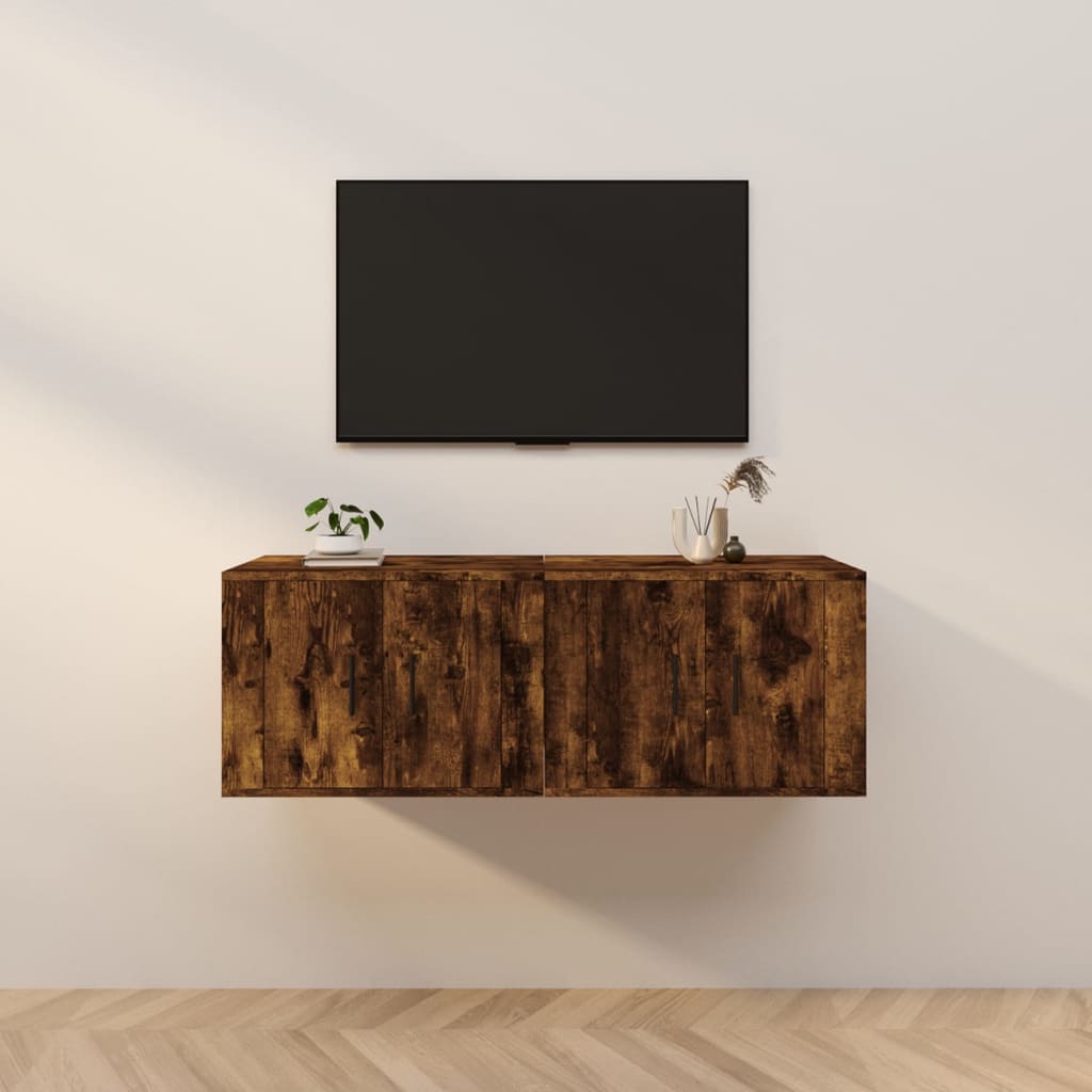 vidaXL Wall-mounted TV Cabinets 2 pcs Smoked Oak 57x34.5x40 cm