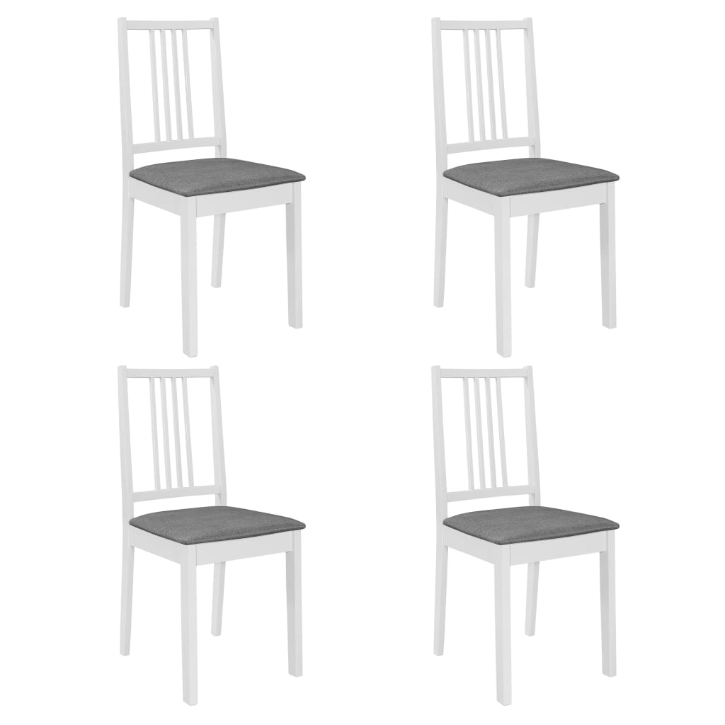 vidaXL Dining Chairs with Cushions 4 pcs White Solid Wood