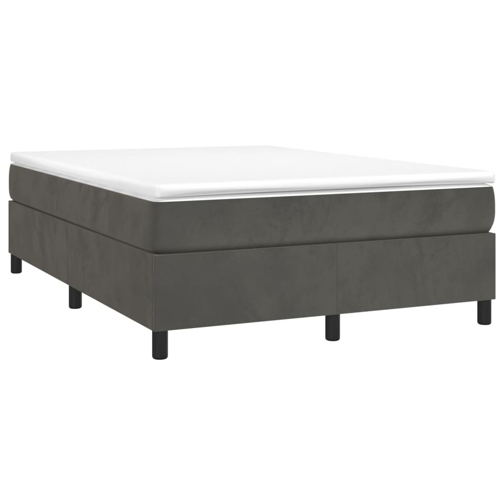 vidaXL Box Spring Bed with Mattress Dark Grey 152x203 cm Velvet