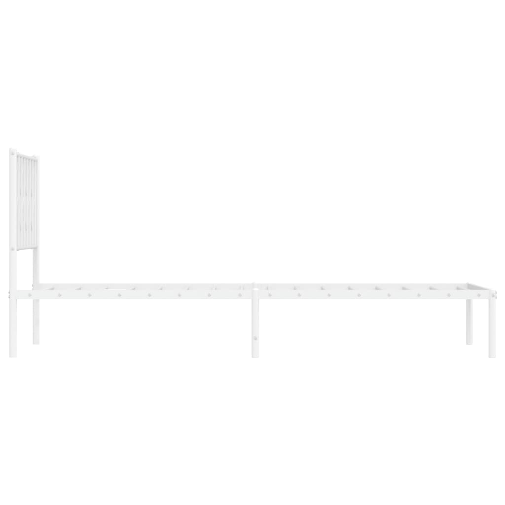 vidaXL Metal Bed Frame with Headboard White 90x190 cm Single