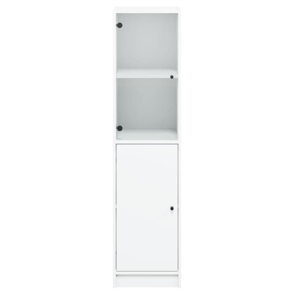 vidaXL Highboard with Glass Door White 35x37x142 cm