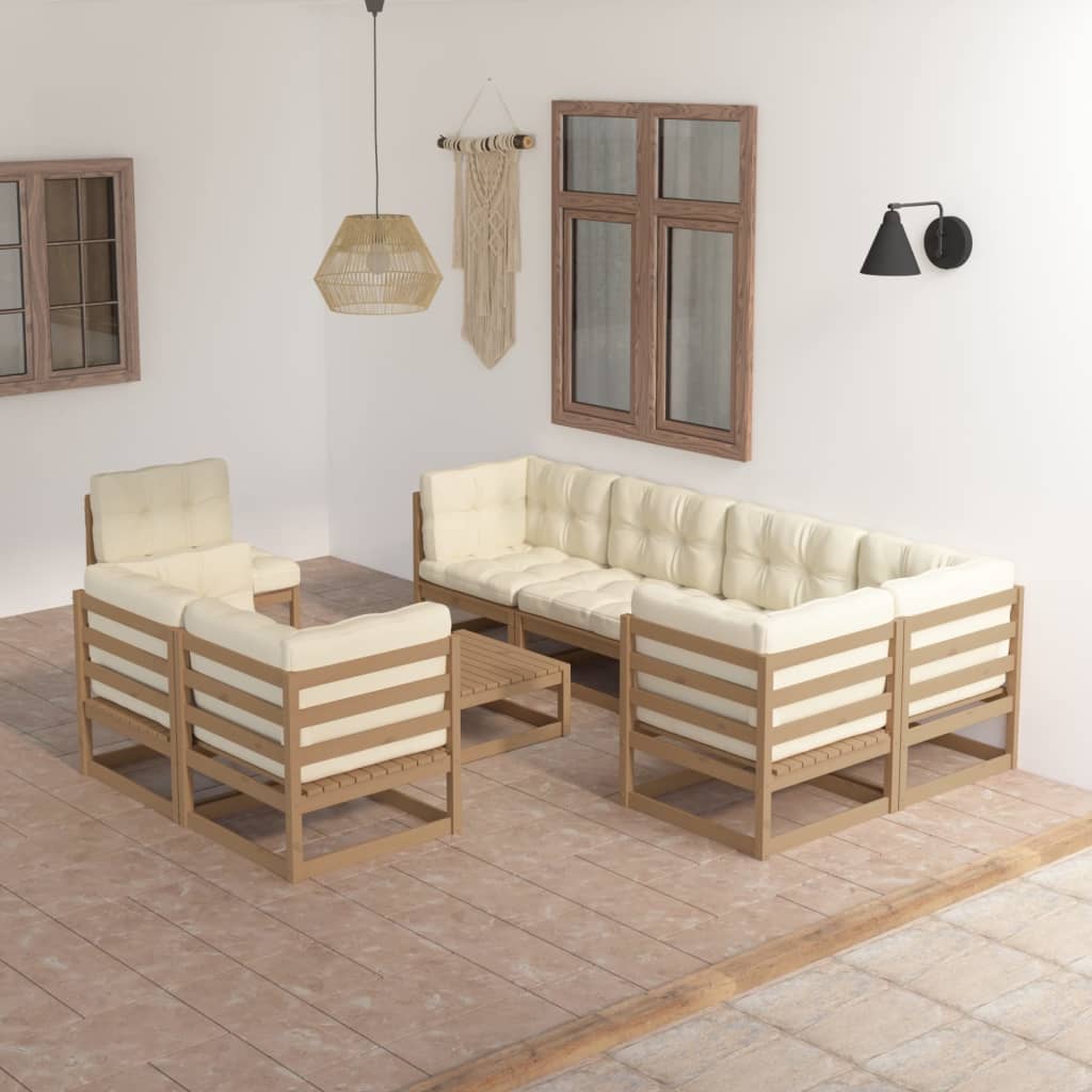 vidaXL 9 Piece Garden Lounge Set with Cushions Solid Pinewood