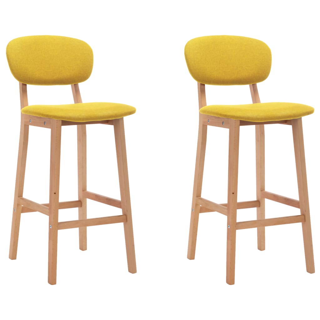 vidaXL Bar Stools pcs Mustard Yellow Fabric
