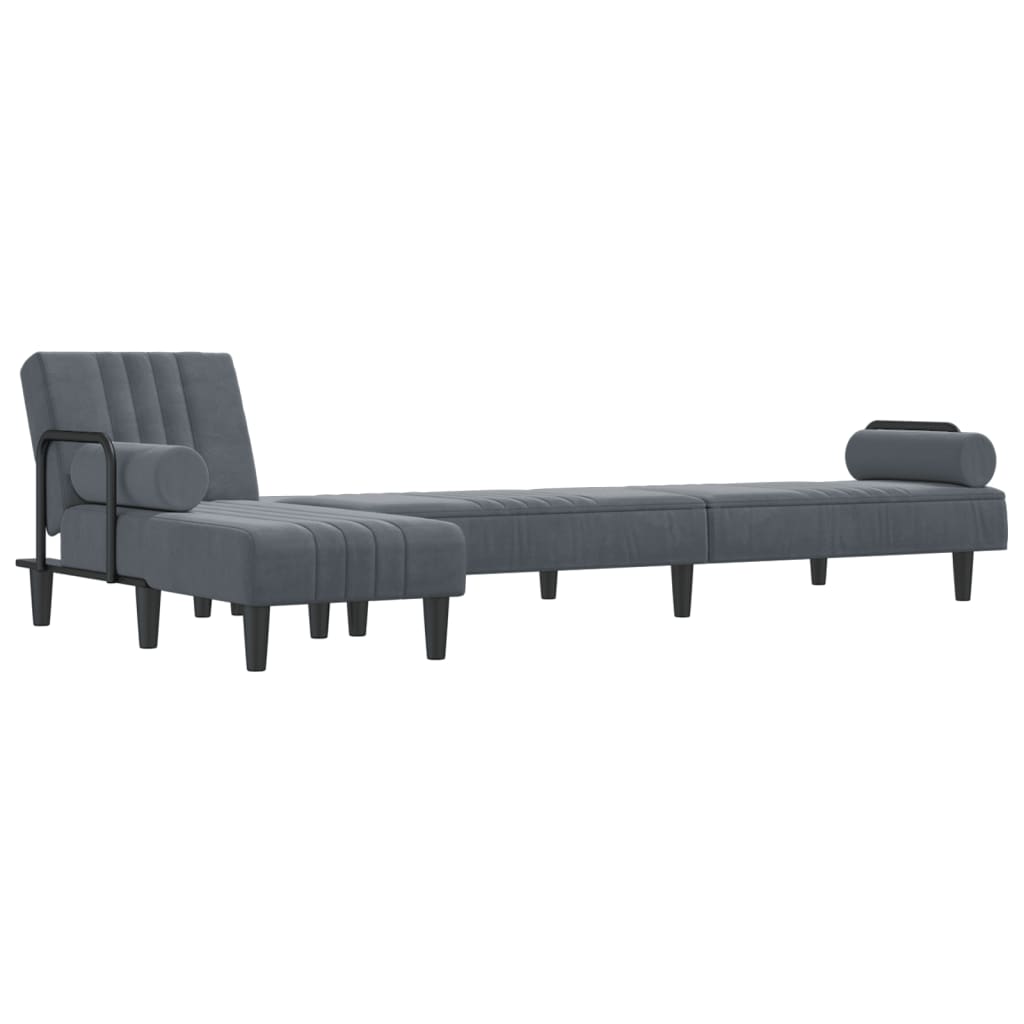 vidaXL L-shaped Sofa Bed Dark Grey 260x140x70 cm Velvet
