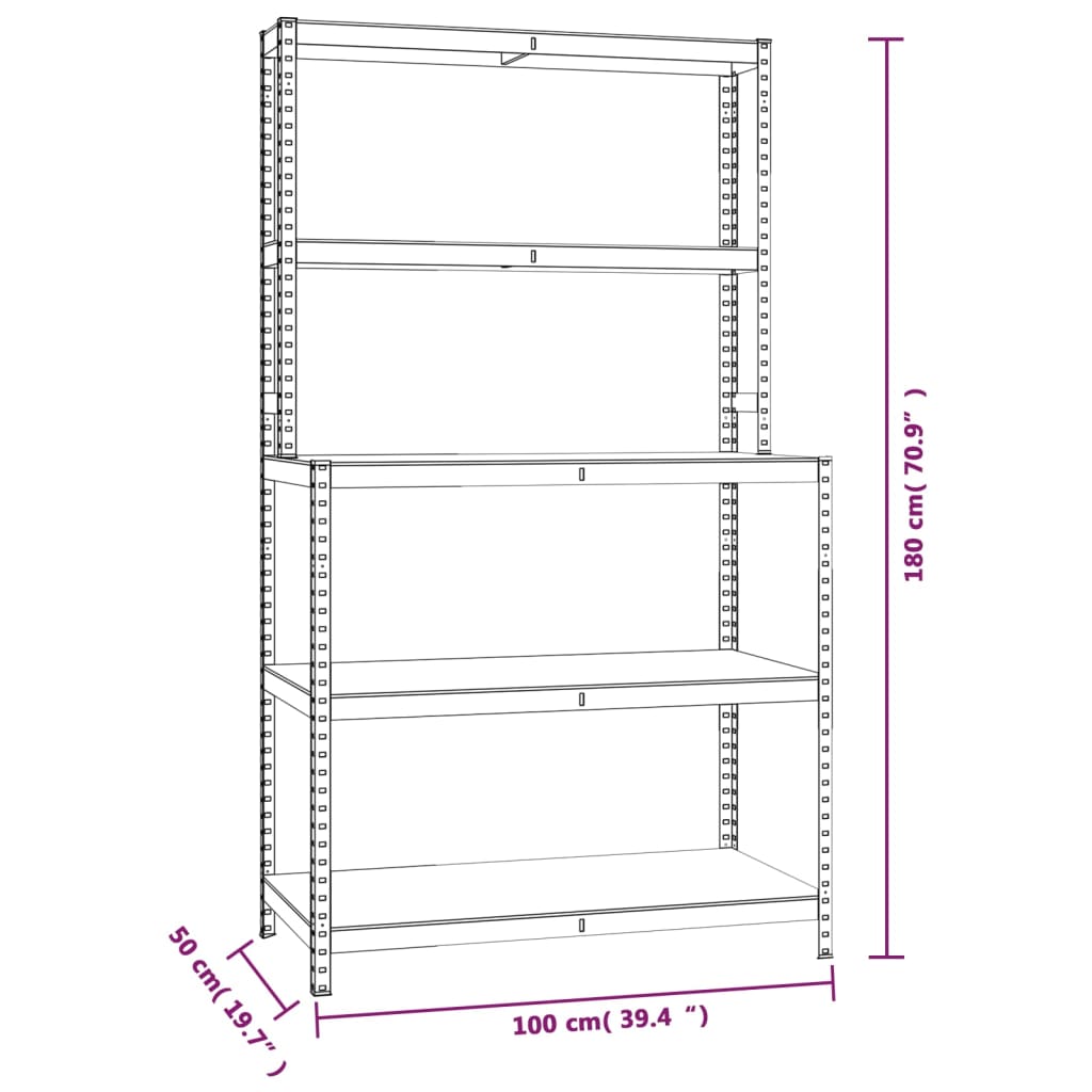 vidaXL 5-Layer Work Table with Shelves Silver Steel&Engineered Wood