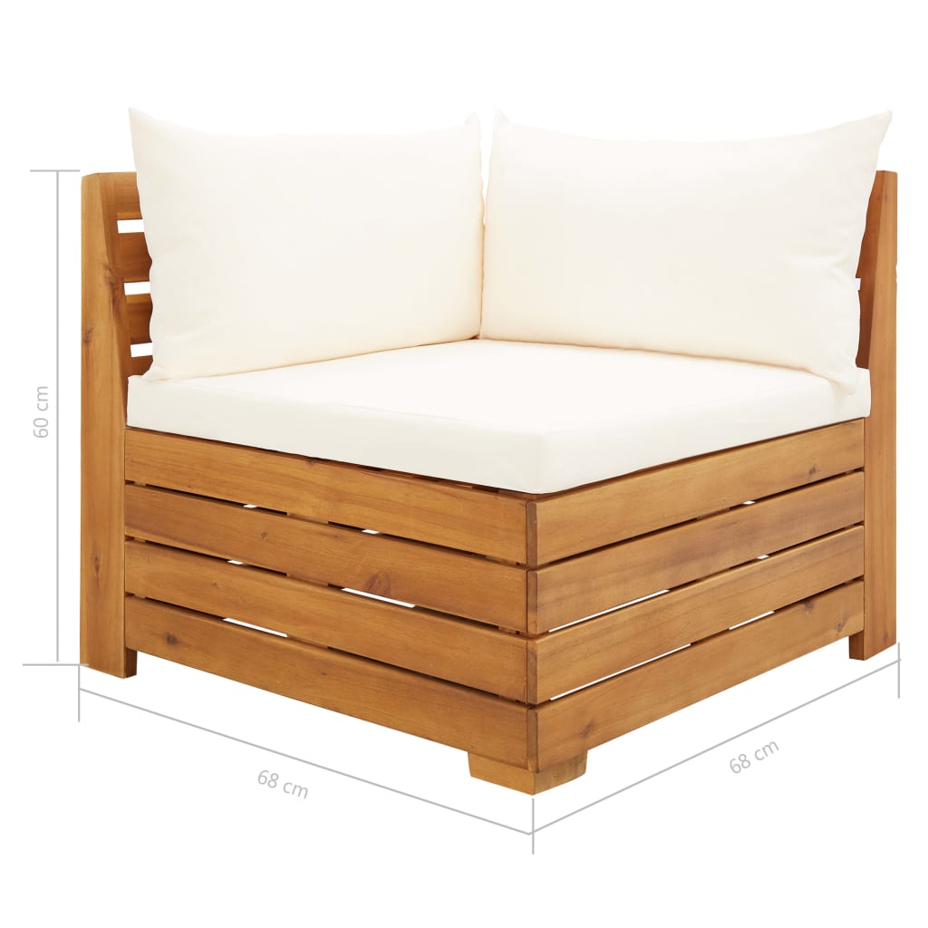vidaXL 8 Piece Garden Lounge Set with Cushions Acacia Wood Cream White