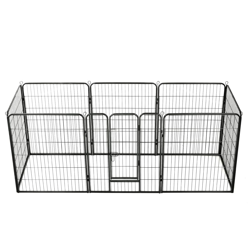 vidaXL Dog Playpen 8 Panels Steel 80x100 cm Black