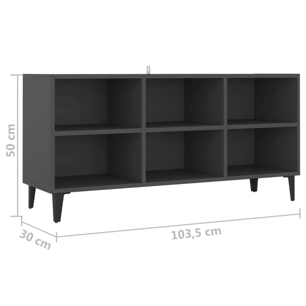 vidaXL TV Cabinet with Metal Legs Grey 103.5x30x50 cm