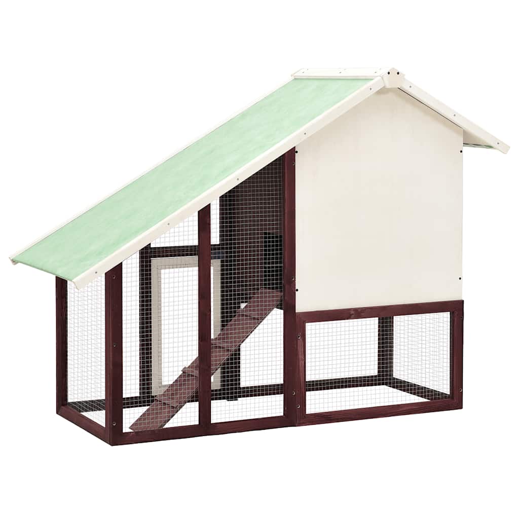 vidaXL Rabbit Hutch Mocha and White 140x63x120 cm Solid Firwood