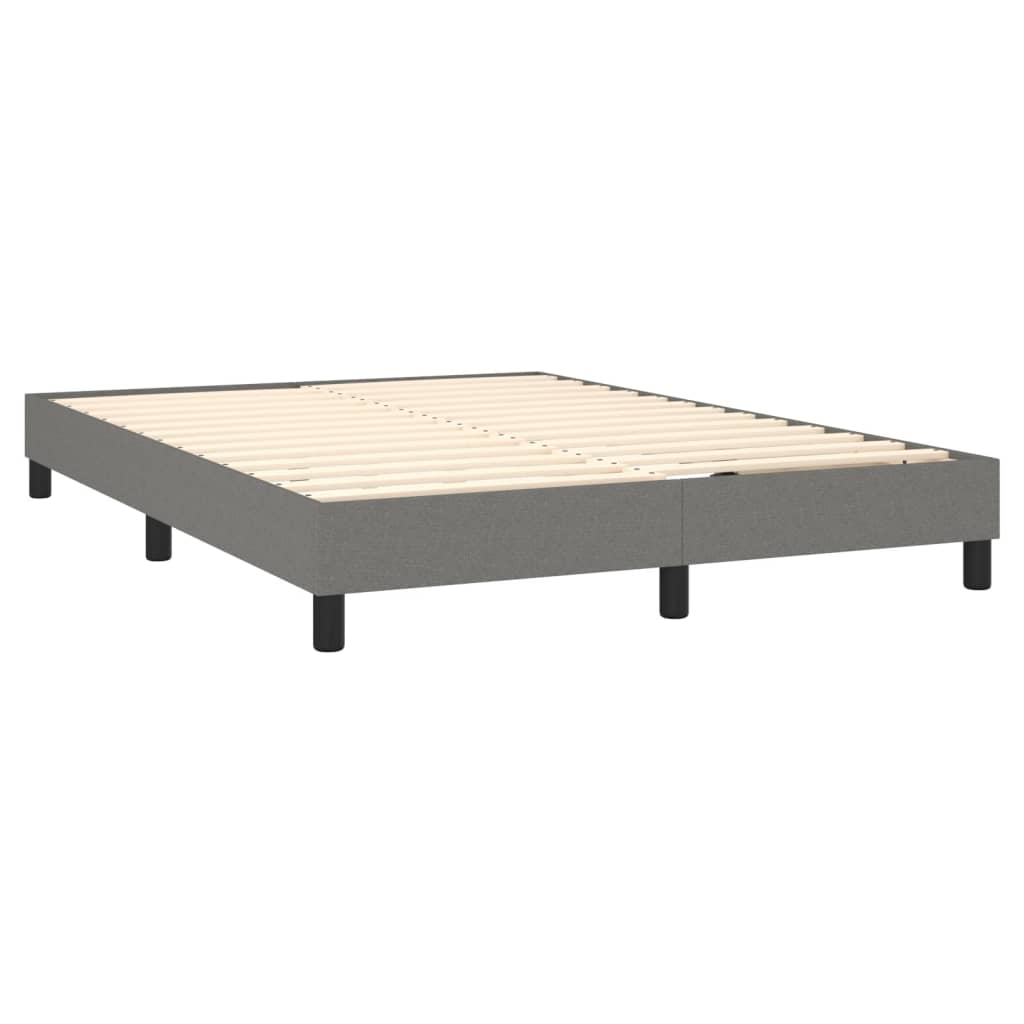 vidaXL Box Spring Bed with Mattress Dark Grey 137x187 cm Double Size Fabric