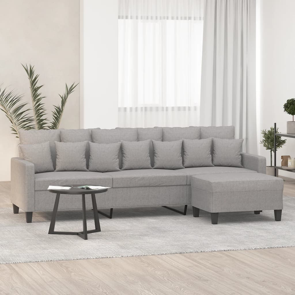 vidaXL 3-Seater Sofa with Footstool Light Grey 210 cm Fabric