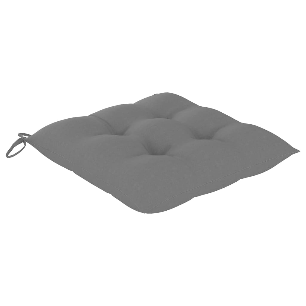 vidaXL 3 Piece Bistro Set with Grey Cushions Solid Teak Wood
