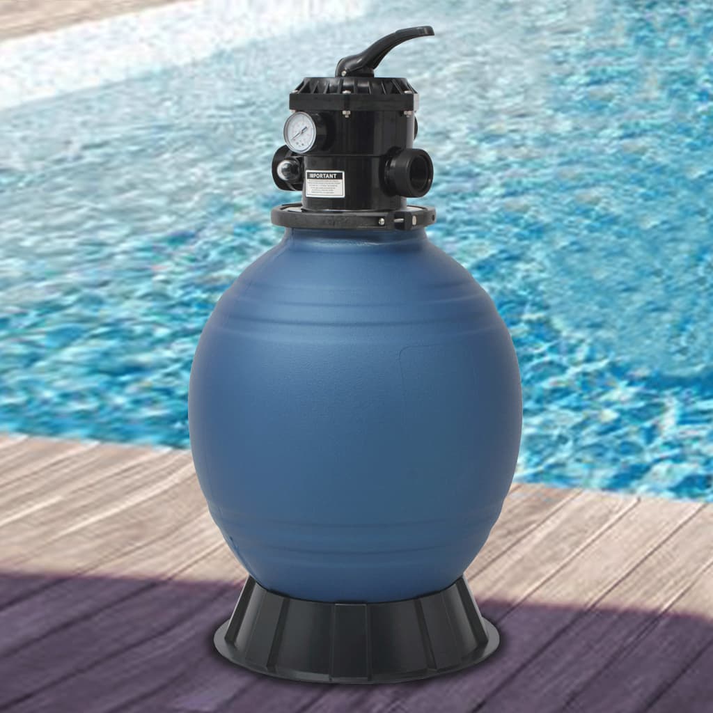vidaXL Pool Sand Filter with 6 Position Valve Blue 460 mm