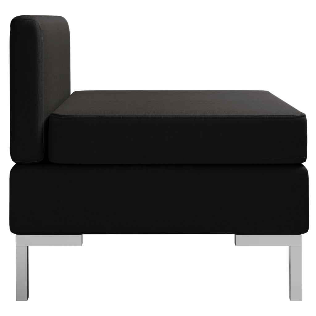 vidaXL Sectional Middle Sofa with Cushion Fabric Black