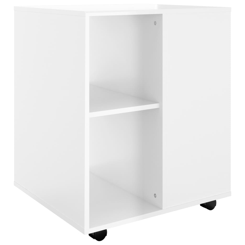 vidaXL Rolling Cabinet High Gloss White 60x53x72 cm Engineered Wood