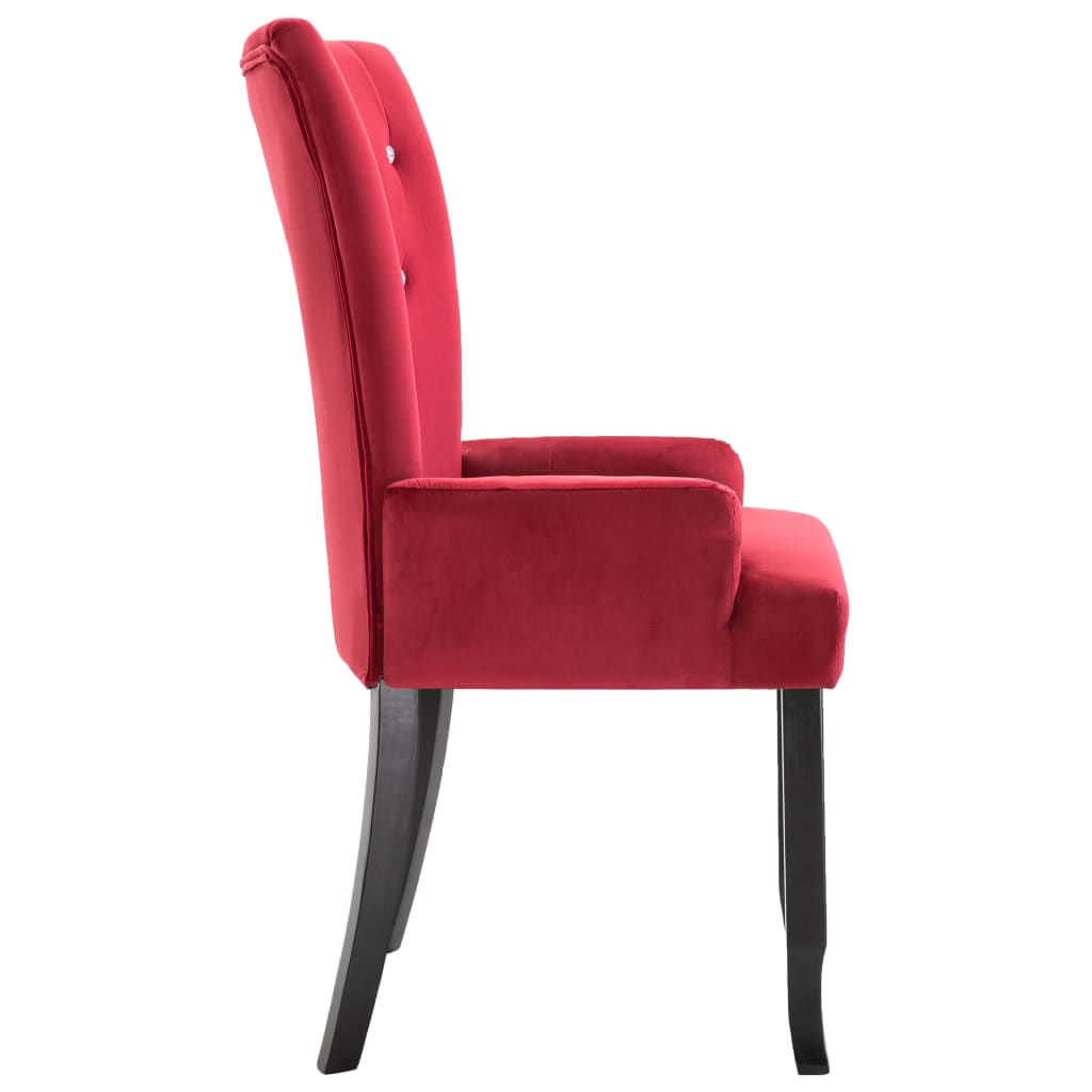 vidaXL Dining Chair with Armrests 2 pcs Red Velvet
