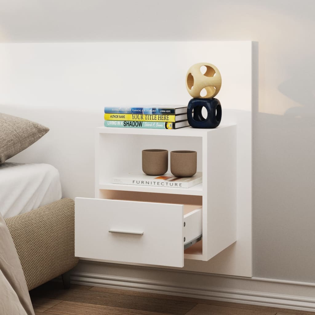 vidaXL Wall-mounted Bedside Cabinet White