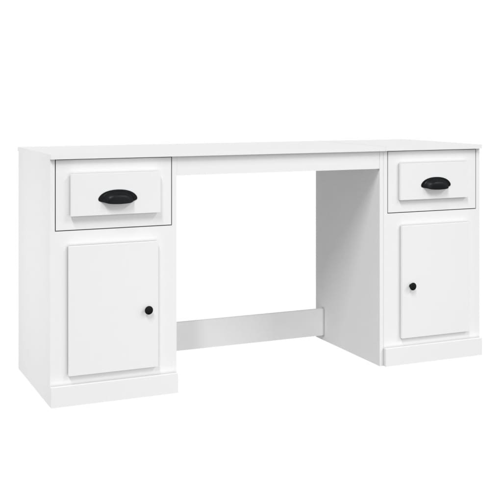 vidaXL Desk with Cabinet White Engineered Wood