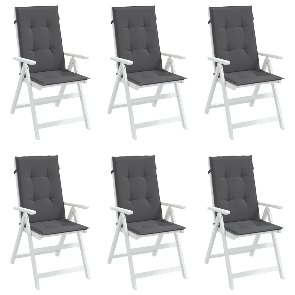 vidaXL Garden Highback Chair Cushions 6 pcs Anthracite 120x50x3 cm Fabric
