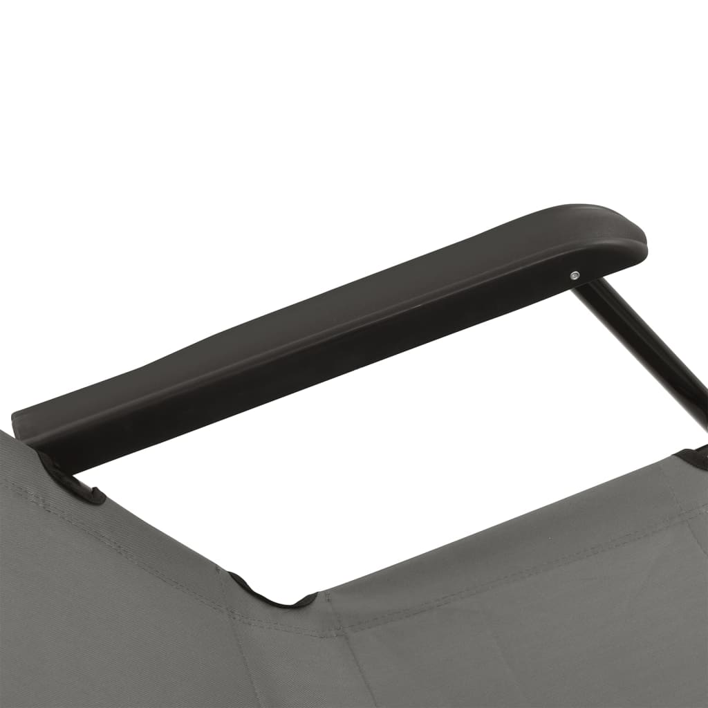 vidaXL Folding Sun Loungers 2 pcs with Footrests Steel Grey