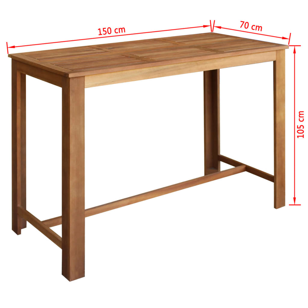 vidaXL Seven Piece Bar Table and Stool Set Solid Acacia Wood