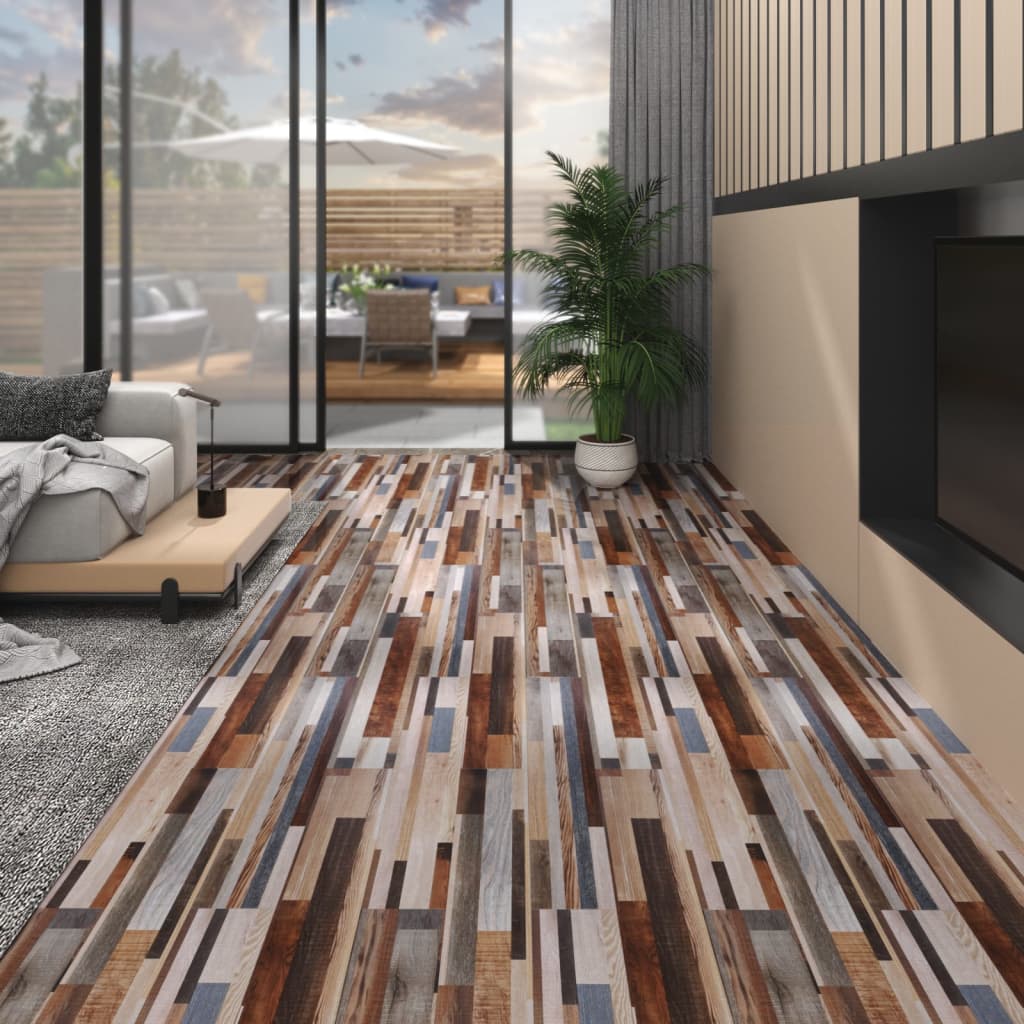vidaXL PVC Flooring Planks 5.02 m² 2 mm Self-adhesive Multicolour