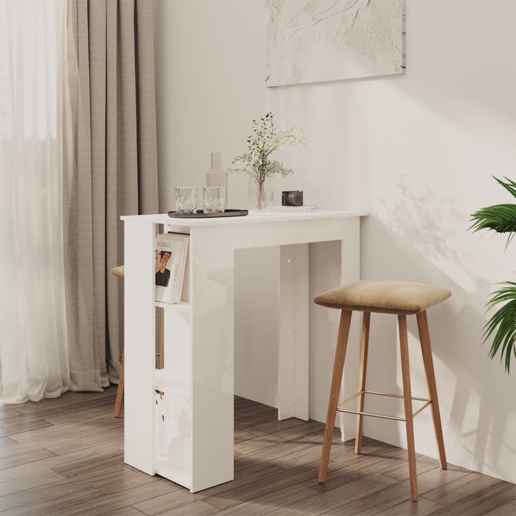 vidaXL Bar Table with Shelf High Gloss White 102x50x103.5 cm Engineered Wood