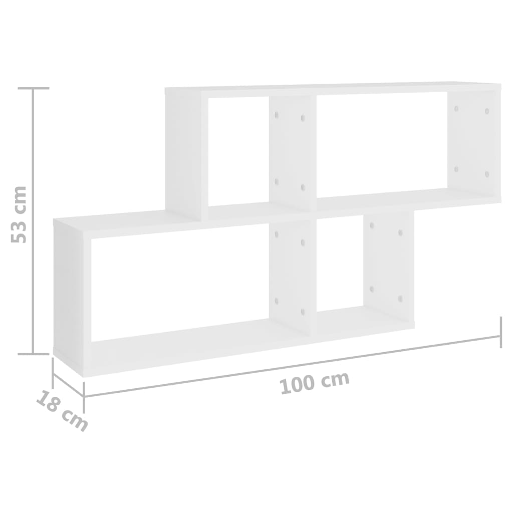 vidaXL Wall Shelf White 100x18x53 cm Engineered Wood