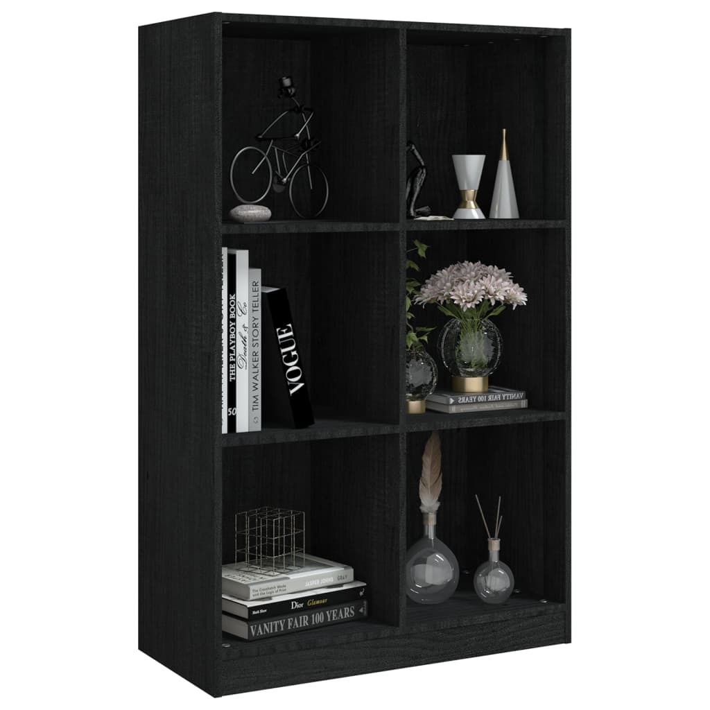 vidaXL Book Cabinet Black 70x33x110 cm Solid Pinewood