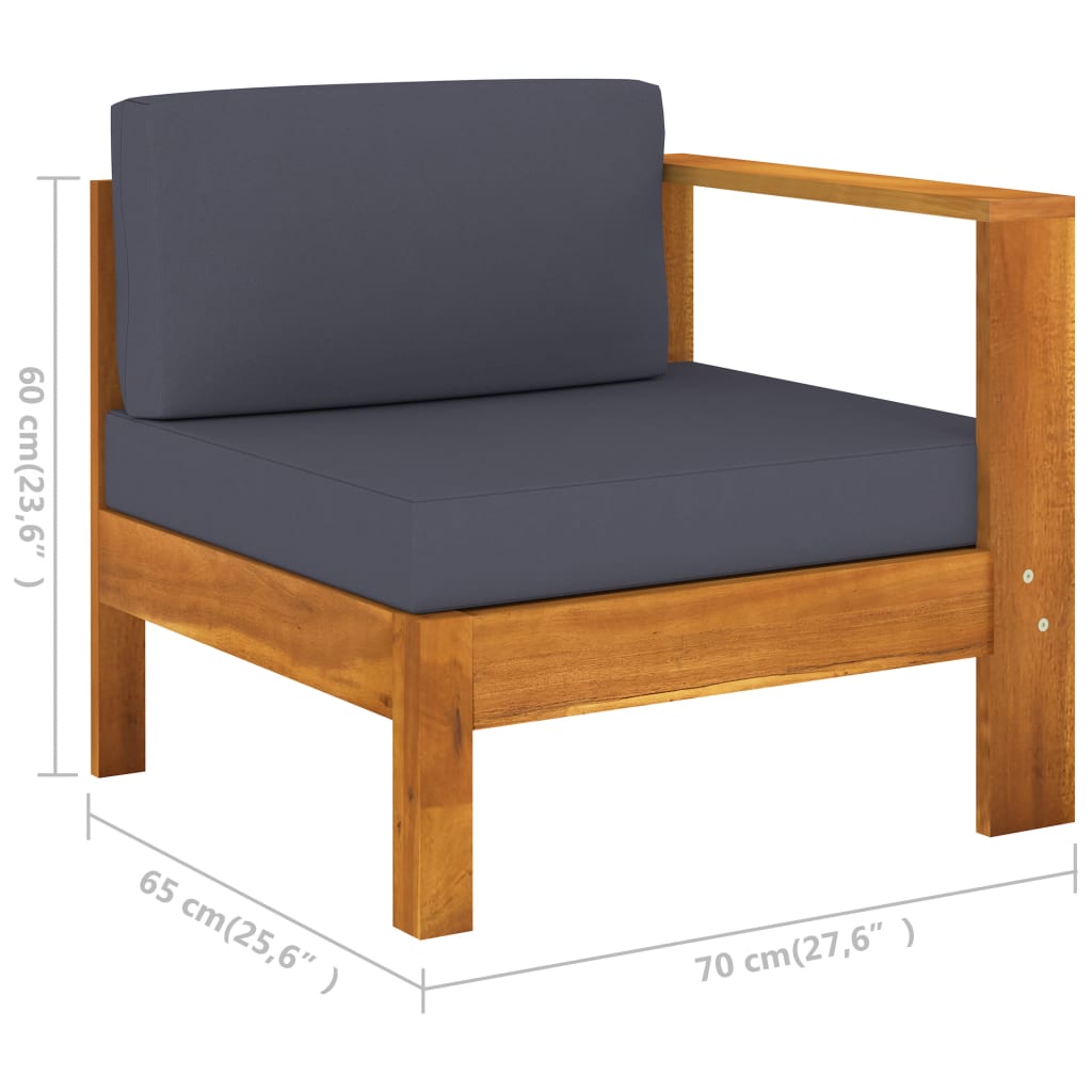 vidaXL 4-Seater Garden Sofa with Dark Grey Cushions Acacia Wood