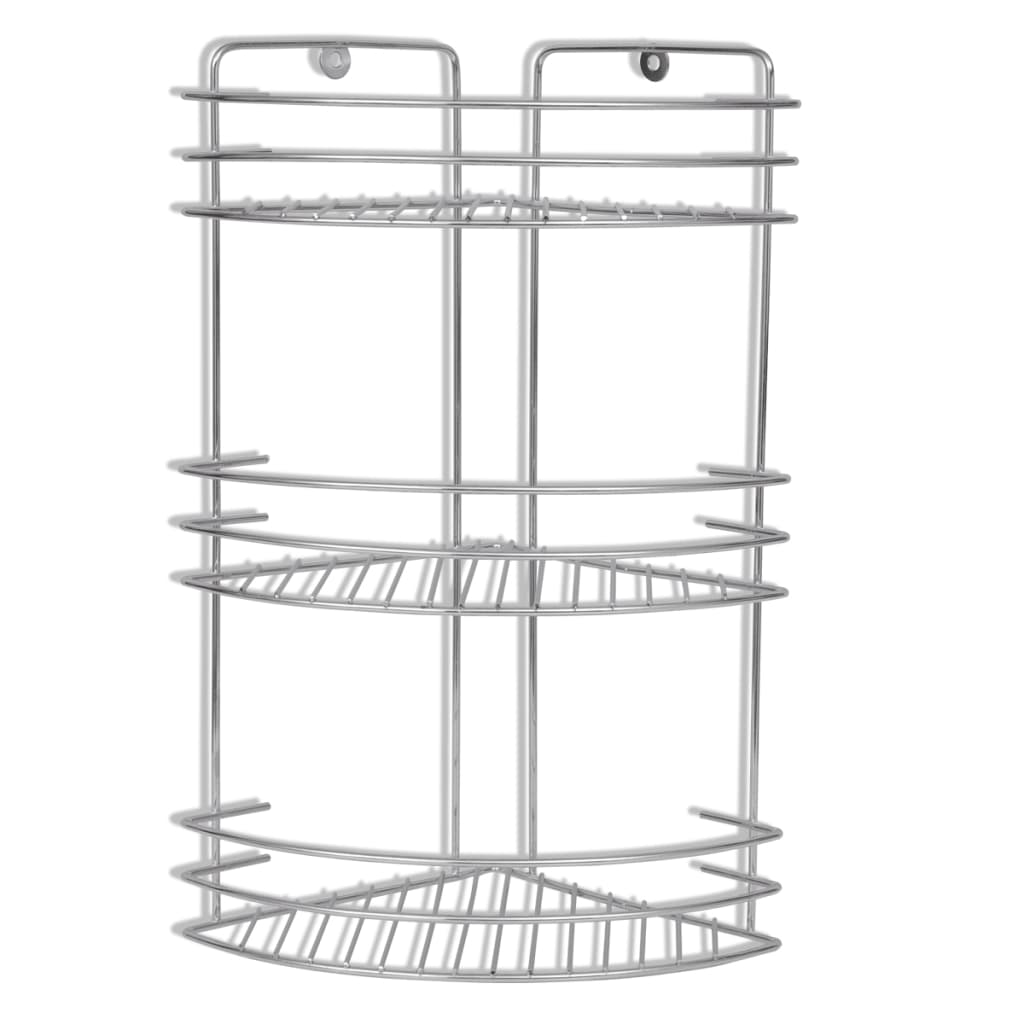 vidaXL Three-Tier Shower Corner Shelves 2 pcs Metal