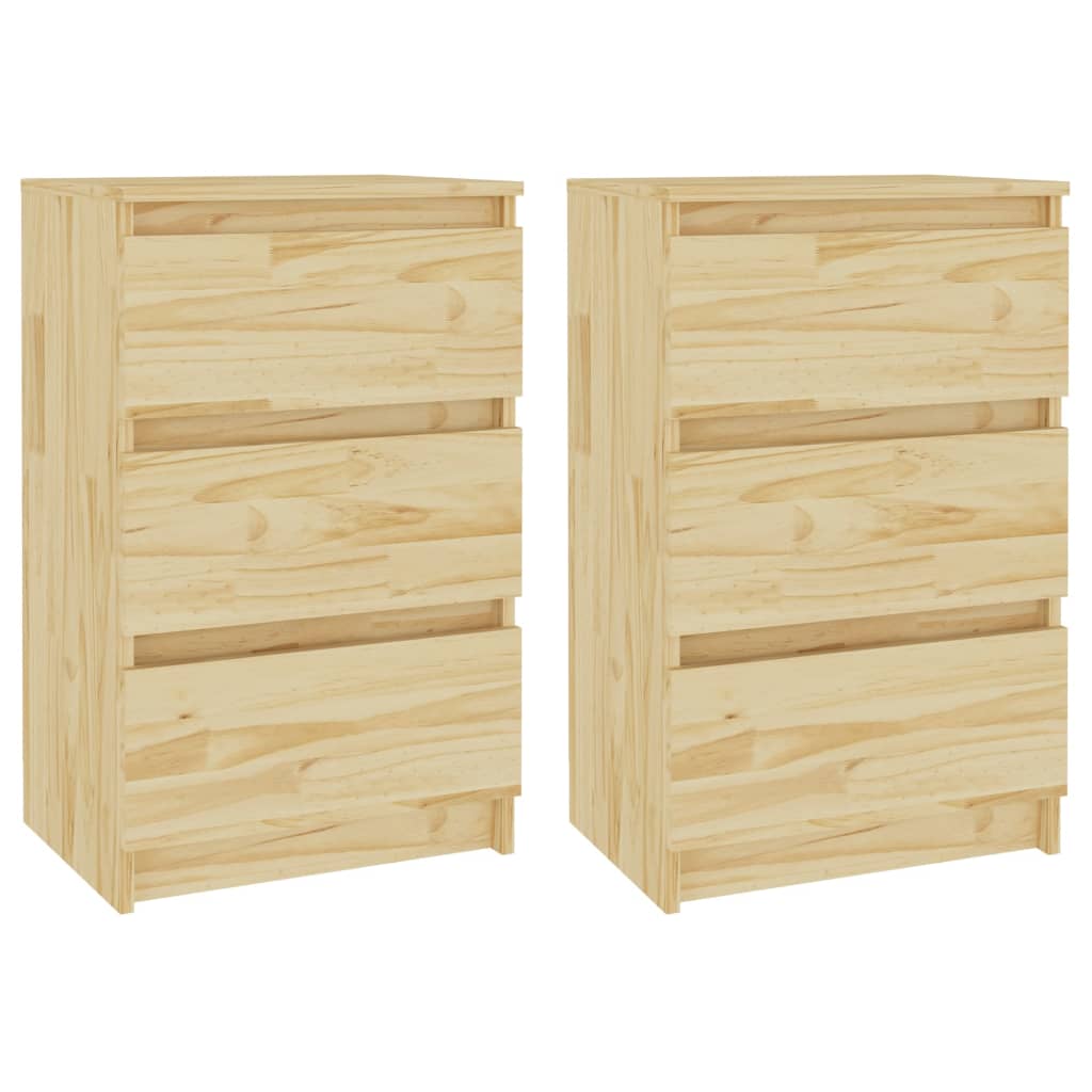 vidaXL Bedside Cabinets 2 pcs 40x29.5x64 cm Solid Pine Wood